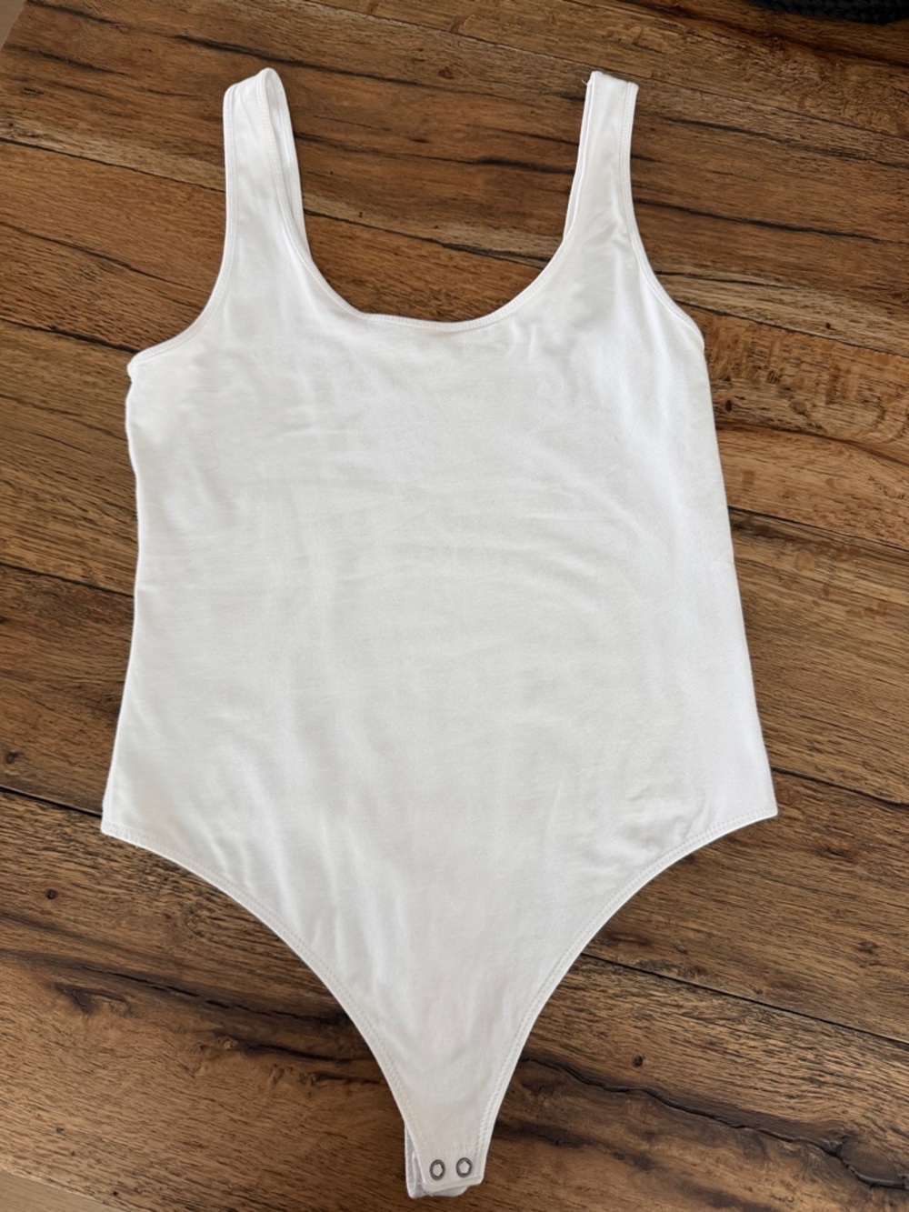 Abercrombie & Fitch White Scoop Neck Bodysuit Top